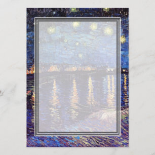 convite em branco, noite estrelada de van Gogh