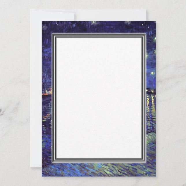 convite em branco, noite estrelada de Van Gogh (Frente)