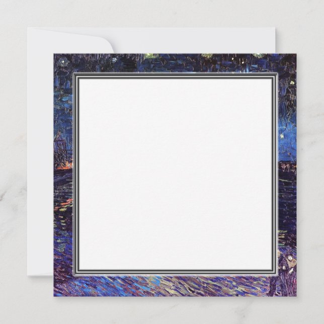 convite em branco, noite estrelada de Van Gogh (Frente)