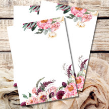 Convite em Branco Rosa Bege Burgundy Peônia Rosa