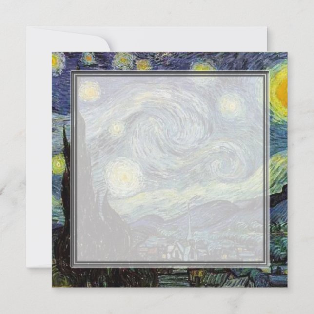 convite em branco, van Gogh noite estrelada (Frente)