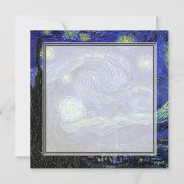 convite em branco, van Gogh noite estrelada (Frente)