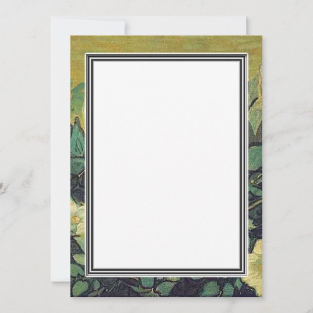 Convite em branco, Van Gogh Rosas Silvestres (Frente)