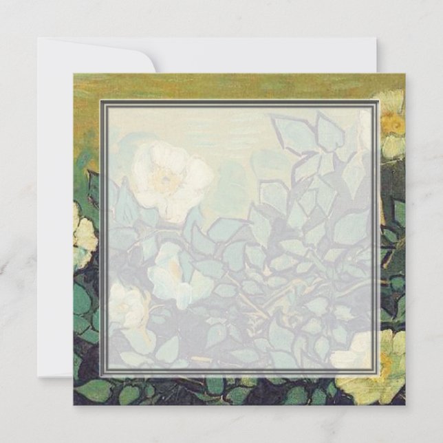 convite em branco, van Gogh Rosas Silvestres (Frente)