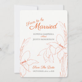 Convite Em breve casaremos com botânica gladiolus laranja