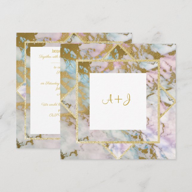 CONVITE EM CAMADA DE CAMADA DOURADA ESTRELA AZUL m (Frente/Verso)