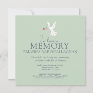 Convite Em carinhosa rosa vermelha de pomba de memória ver