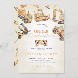 Convite Em Chá de fraldas de Construção