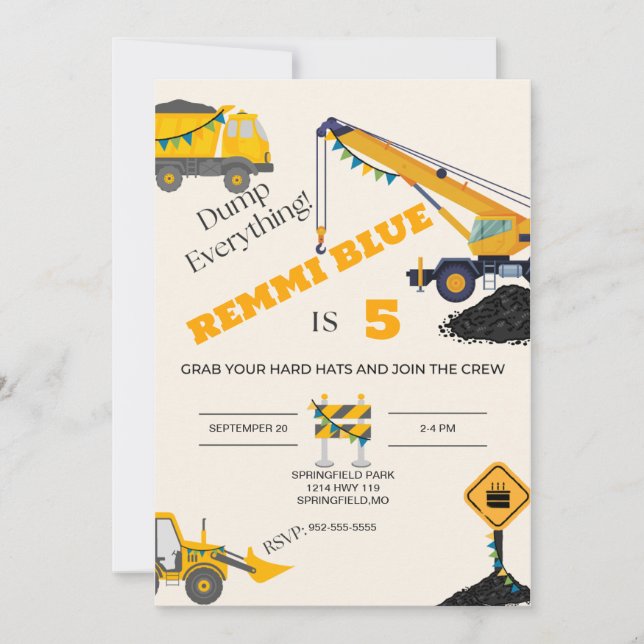 Convite Em Construção! Aniversário (Frente)