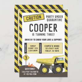Convite Em Construção, Dump Truck Birthday Drive By