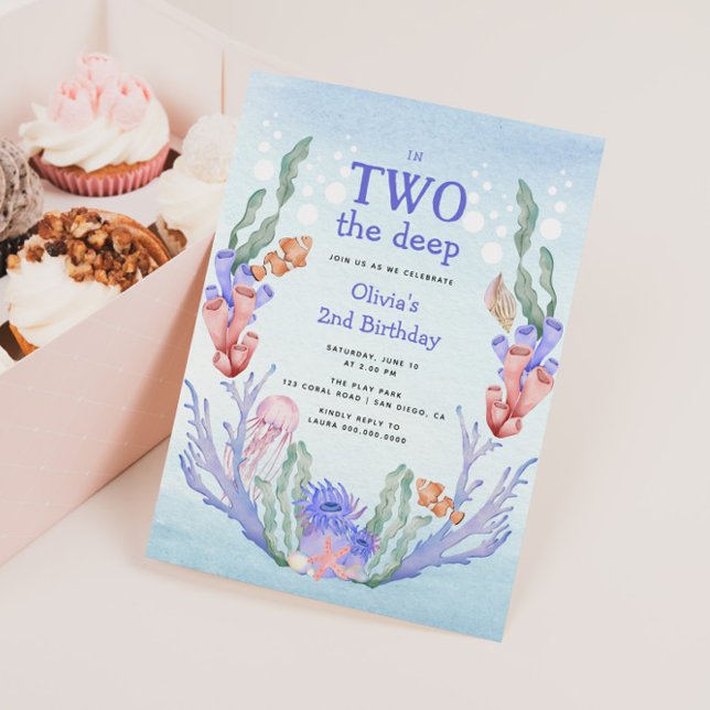 Convite Em Dois O segundo aniversário Profundo de recifes  (Criador carregado)