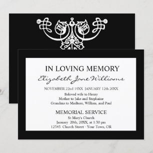 Convite Em Memória Amorosa   Funeral   Borda Preta Simples
