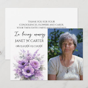 Convite Em Memória Carinhosa Lilás Roxo Floral Funeral