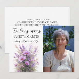 Convite Em Memória Carinhosa Lilás Roxo Floral Funeral
