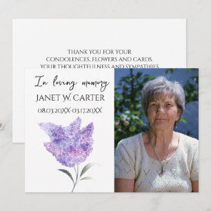 Convite Em Memória Carinhosa Lilás Roxo Floral Funeral