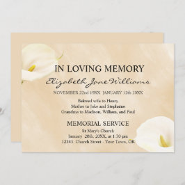 Convite Em memória de amor | Funerais | Lírios Aquarelas