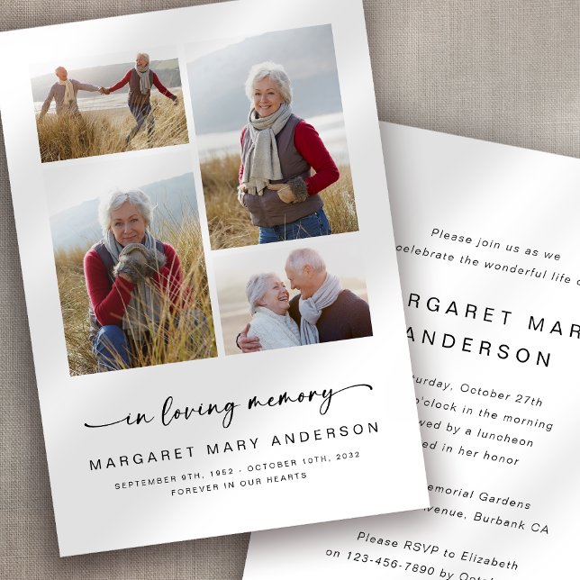 Convite Em memória de amor | Quatro Fotografias Memorial F (Criador carregado)