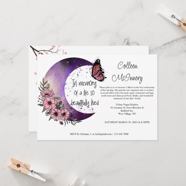 Convite Em memória de uma vida bem vivida. Editável (Frente/Verso In Situ)