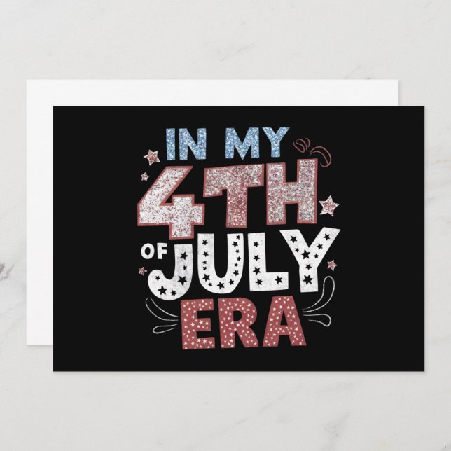 Convite Em Meu Quarto De Julho Era Patriótico Americano (Frente/Verso)