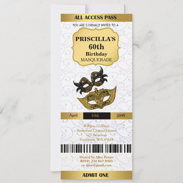 Convite Em qualquer idade, 60º, Convidar a Mulher de Anive (Frente)