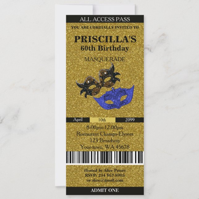 Convite Em qualquer idade, 60º, Convidar a Mulher de Anive (Frente)