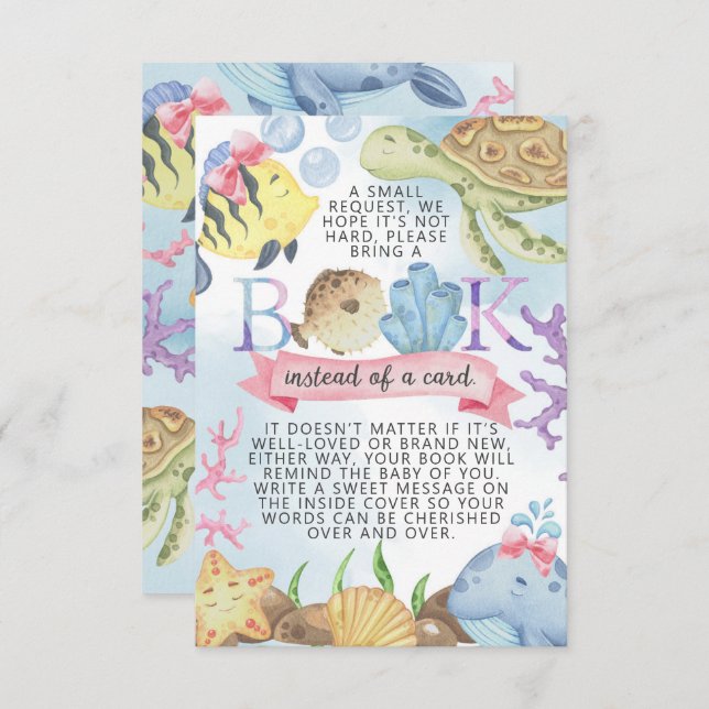 Convite Em Sea Books for Baby Request Card Insert (Livros  (Frente/Verso)
