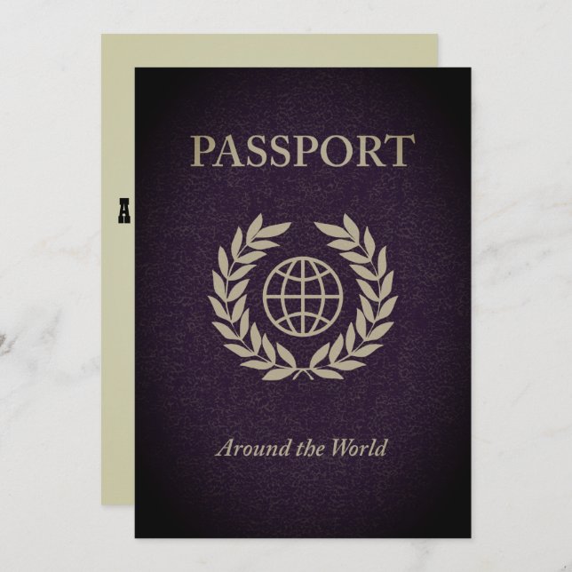 Convite em todo o mundo passaporte (Frente/Verso)