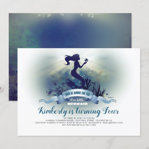 Convite Embaixo do Mar - Sereia e Starfish Aniversário