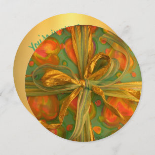 Convite Embalagem de presente verde-coração e arco