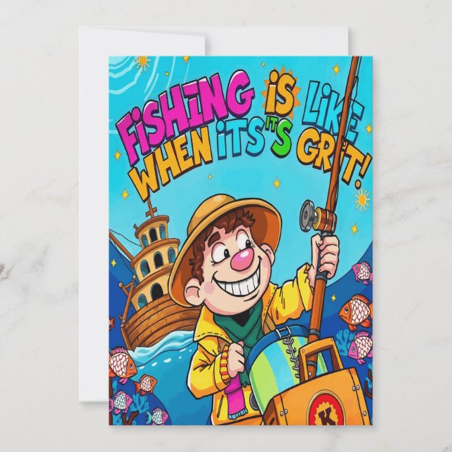 Convite Embarcando a Grit das Aventuras de Pesca (Frente)