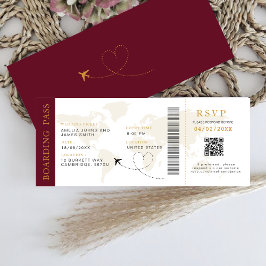 Convite Embarque Pass Destino Casamento QR código Rsvp