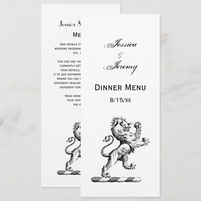 Convite Emblema de Crista com Leão Heráldico em Pé (Frente/Verso)