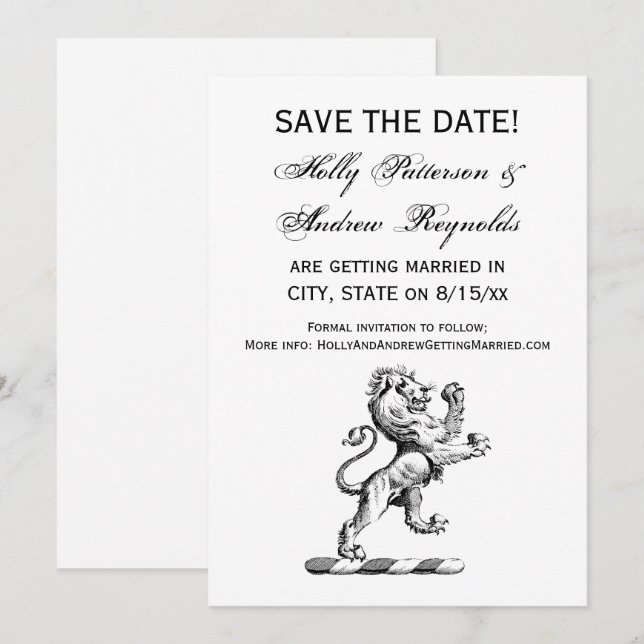 Convite Emblema de Elmo com Leão Heráldico em Pé (Frente/Verso)