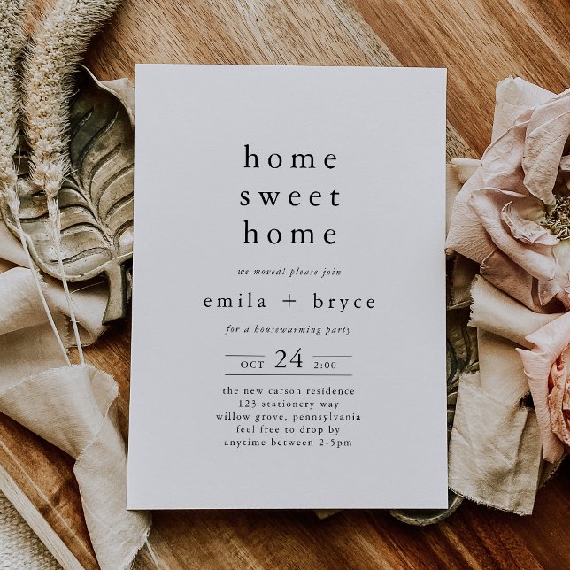 Convite EMELIA Minimalista Boho Único (EMELIA Minimalist Boho Unique Neutral Housewarming Invitation)