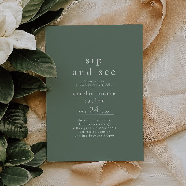 Convite EMELIA Nature Rustic Simple Woodland Sip and See (EMELIA Nature Rustic Simple Woodland Sip and See Invitation)