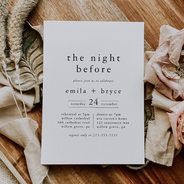 Convite EMELIA Rustic Na Noite Antes Do Janto De Ensaio (EMELIA Rustic The Night Before Rehearsal Dinner Invitation)
