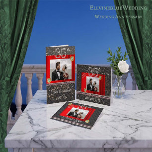 Convite Emerald 35º Aniversário de Casamento Negro Tecido