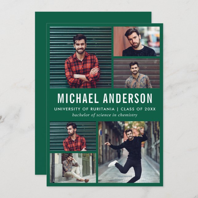 Convite Emerald | 6 Festa de formatura de quadro de fotos (Frente/Verso)