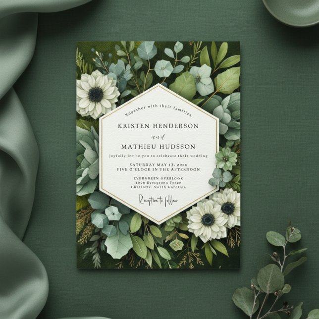 Convite Emerald Bloom Botanical Wedding (Criador carregado)
