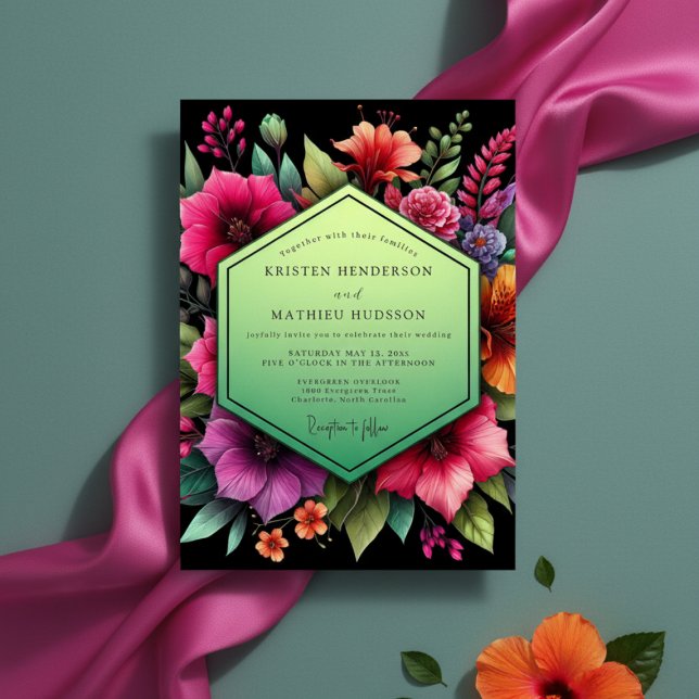 Convite Emerald Bloom Moody Wedding (Criador carregado)