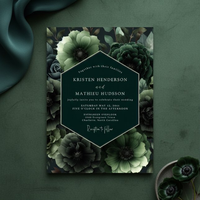 Convite Emerald Bloom Opulent Wedding (Criador carregado)