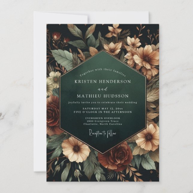 Convite Emerald Chiaroscuro Flora Wedding (Frente)