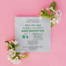 Emerald e Silver Glitter Glam Bat Mitzvah