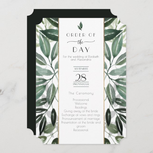 Convite Emerald Forest Gilded Frame Order (Frente/Verso)