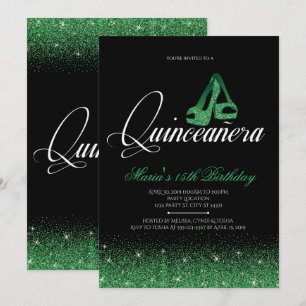 Convite Emerald Glitter, Quinceanera