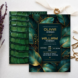 Convite Emerald Gold Botanical Luxury Green Leaf