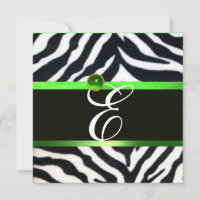 EMERALD GREEN BLACK WHITE ZEBRA FUR MONOGRAMA