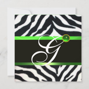 CONVITE EMERALD GREEN BLACK WHITE ZEBRA FUR MONOGRAMA