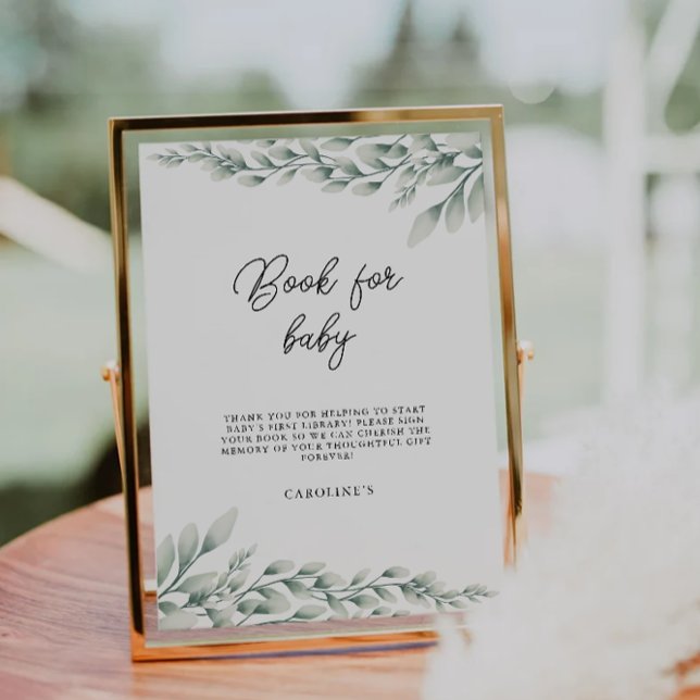 Convite Emerald Green Book for Baby Sign, Chá de fraldas (Emerald Green Book for Baby Sign, Baby Shower Invitation)