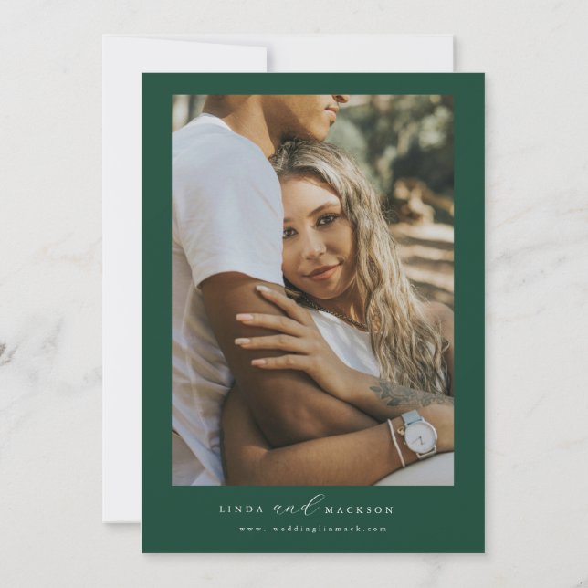 Convite Emerald Green botanical crest monogram wedding (Verso)